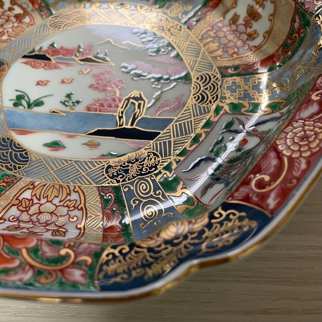 【美品】有田焼　幸楽窯　錦色絵山水　小皿　小鉢　5客 有田焼ー幸楽窯 錦色絵山水小皿5枚セット